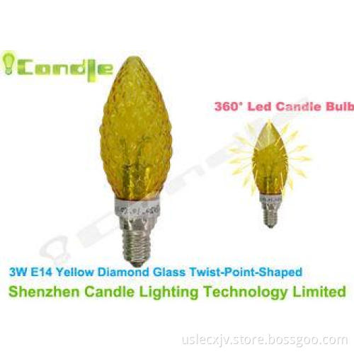 Led 3w Viewing Angle 360 Led Bulb Yellow Diamond Glass Twis
